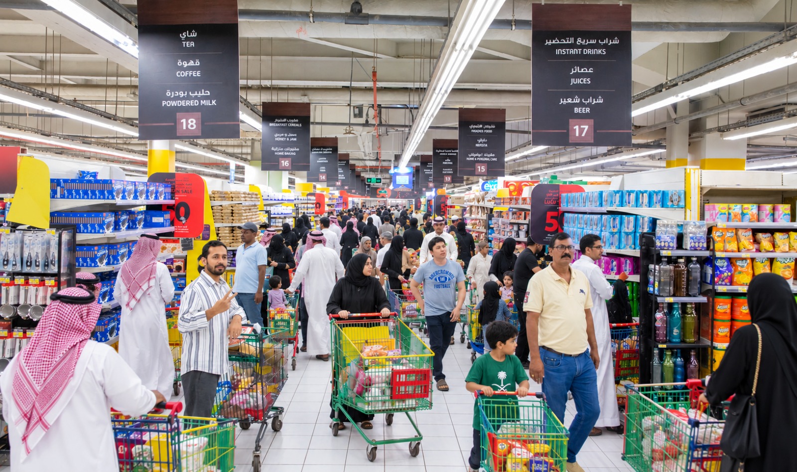 **استقرار الإمدادات الغذائية والأسعار في أنحاء المملكة العربية السعودية**
